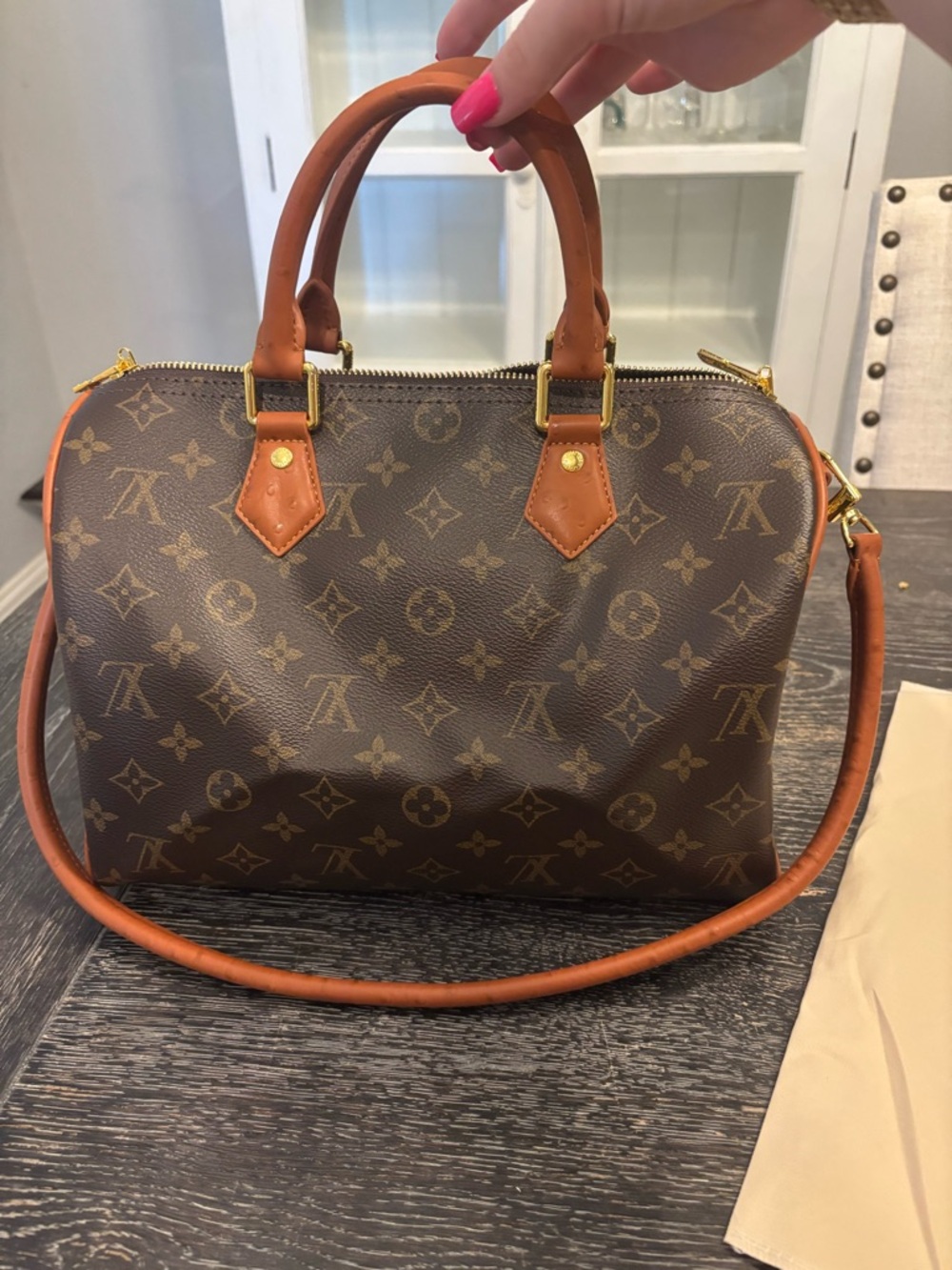 Daisys Boutique Brown Monogram Satchel with Tan Trim - Picture 8 of 8